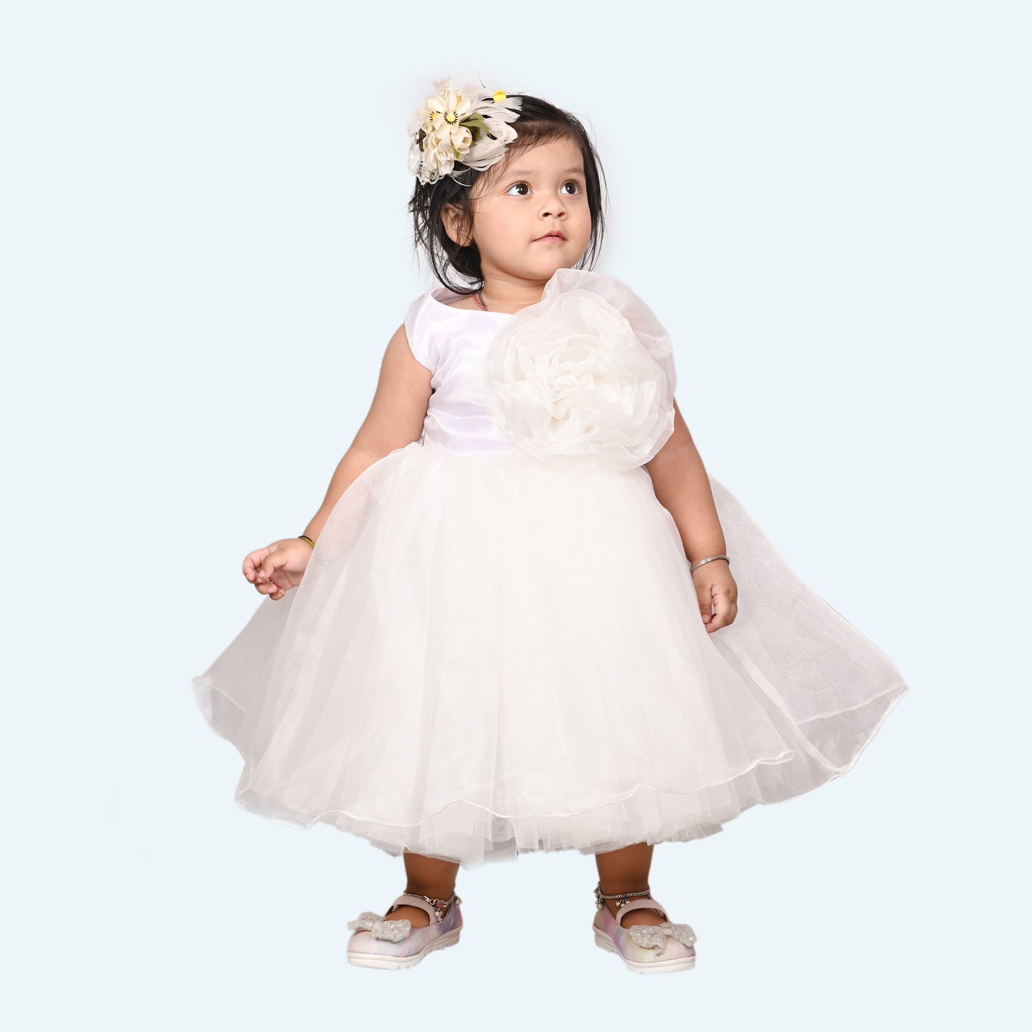 Girls white casual frock m250051
