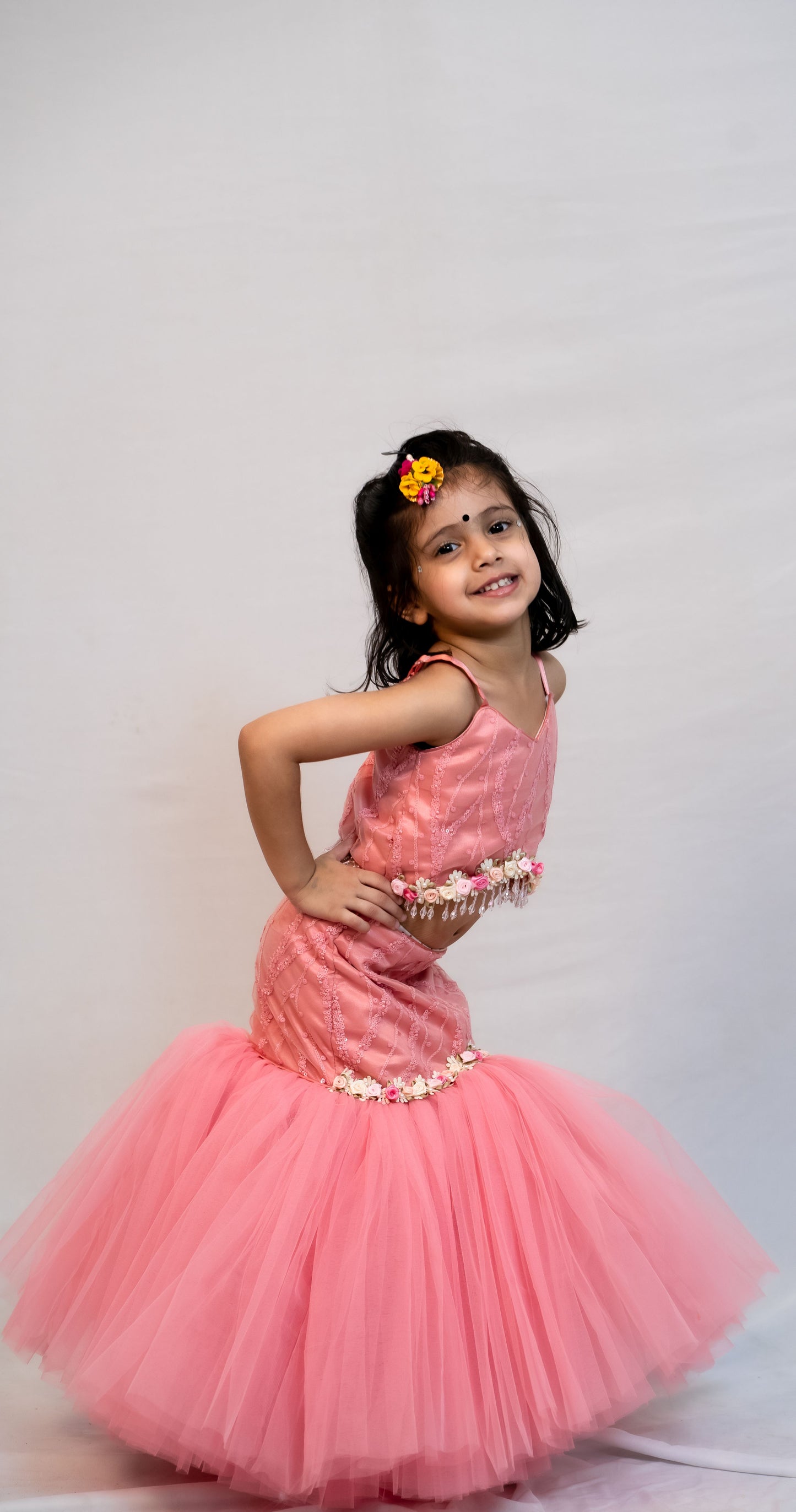 Peach Color Lehenga Choli Set For Girls