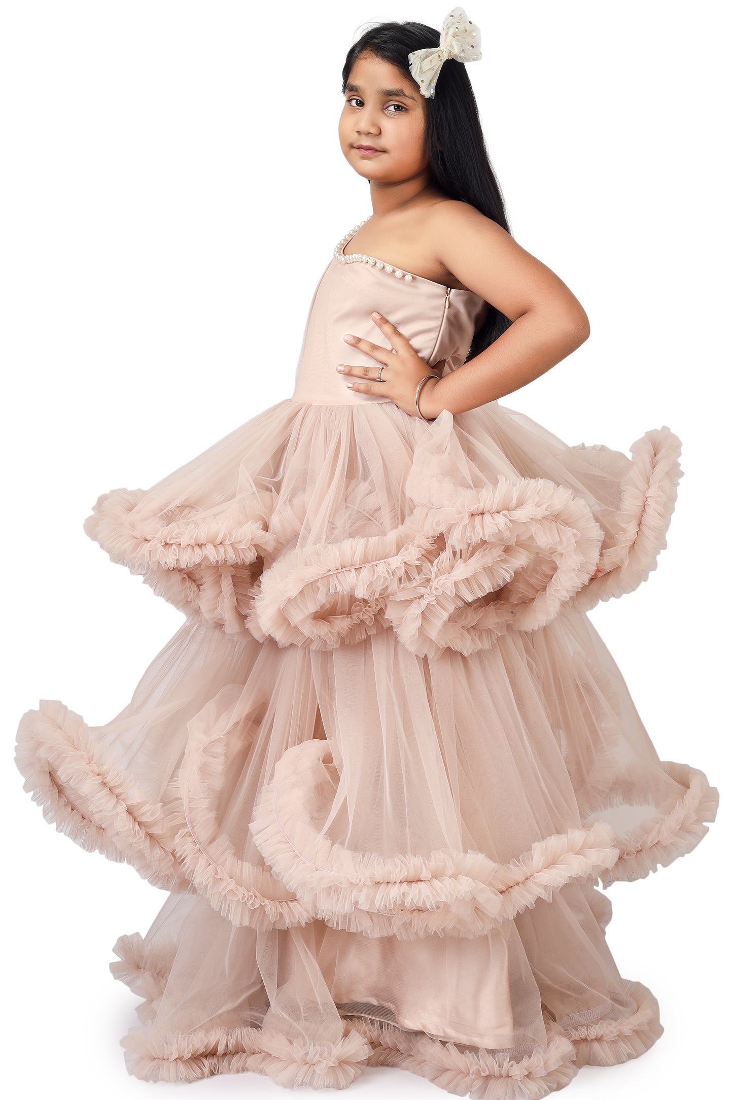 Girls Champagne Gown length Party dress M232201
