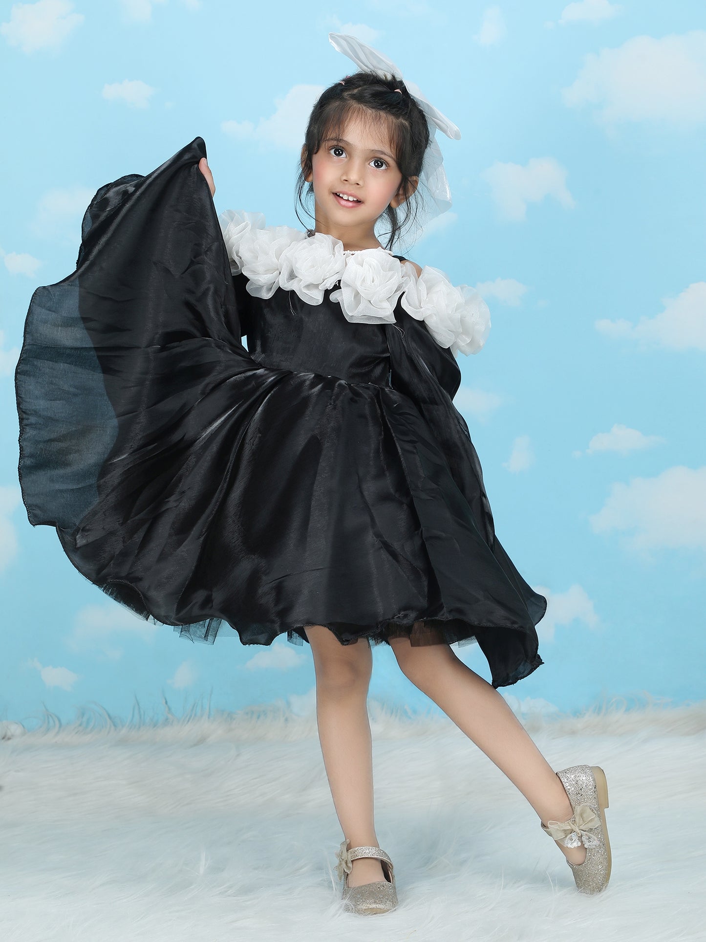 Girls black Knee length Party frock