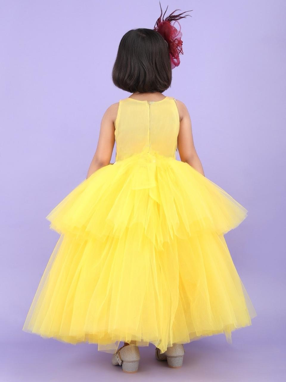 Girls yellow Gown length Party dress M240031