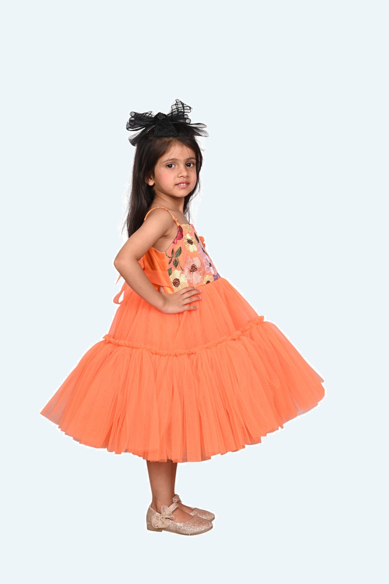 Girls orange casual frock m250039
