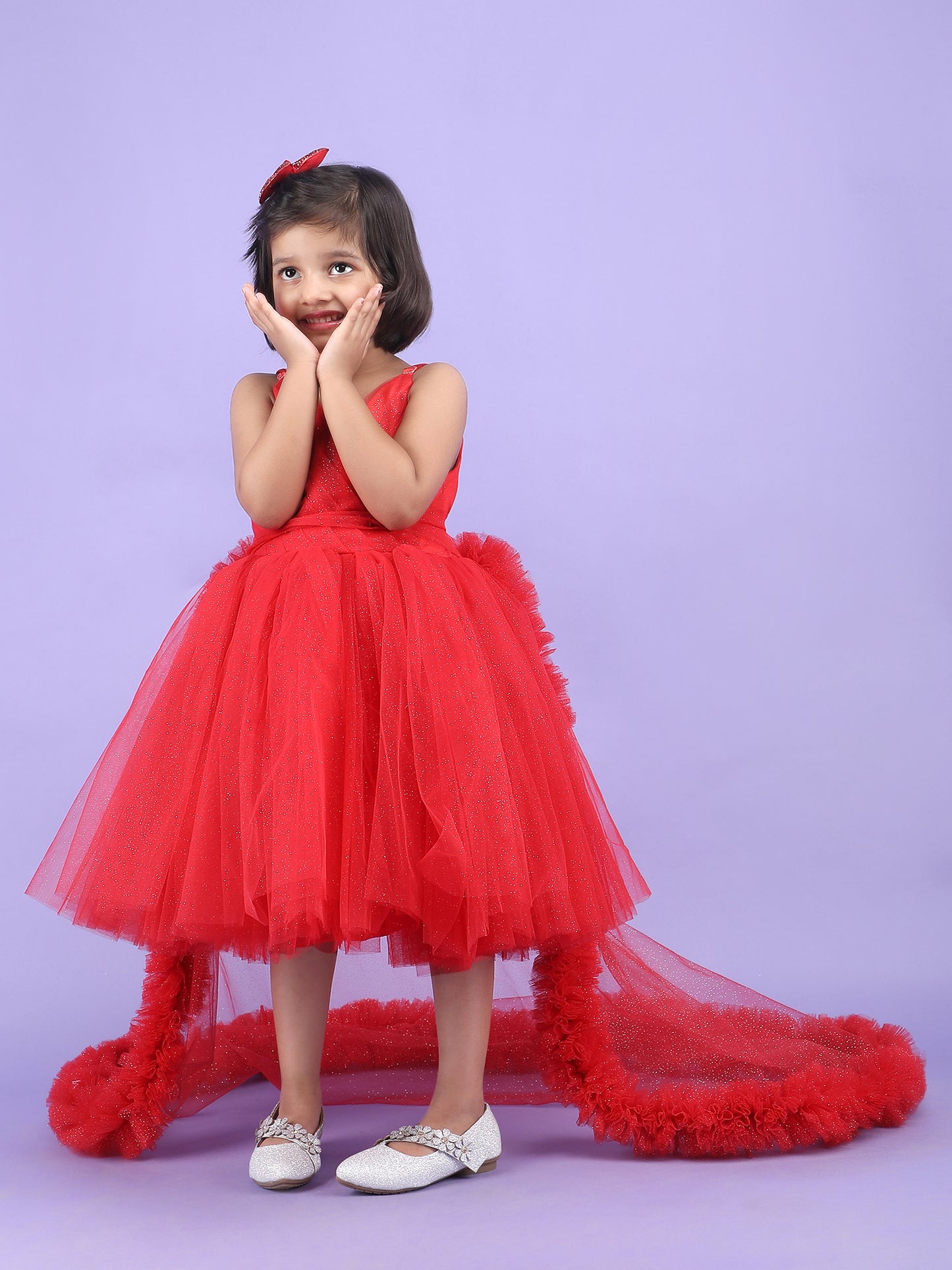 Girls Red  Party frock m240029