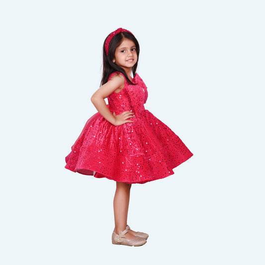 Girls magenta casual frock m250048
