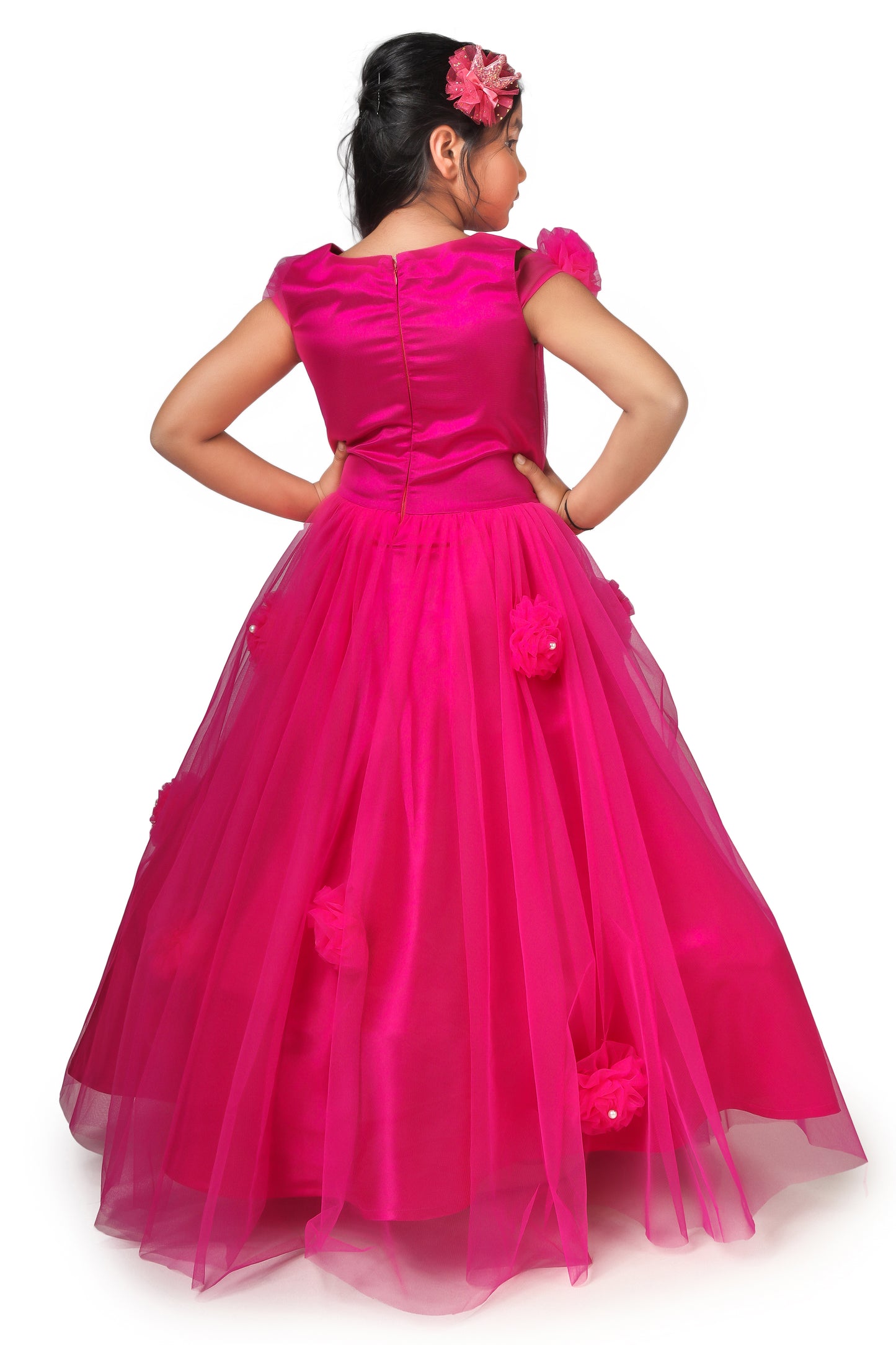 Girls Magenta Gown length Party dress M231201