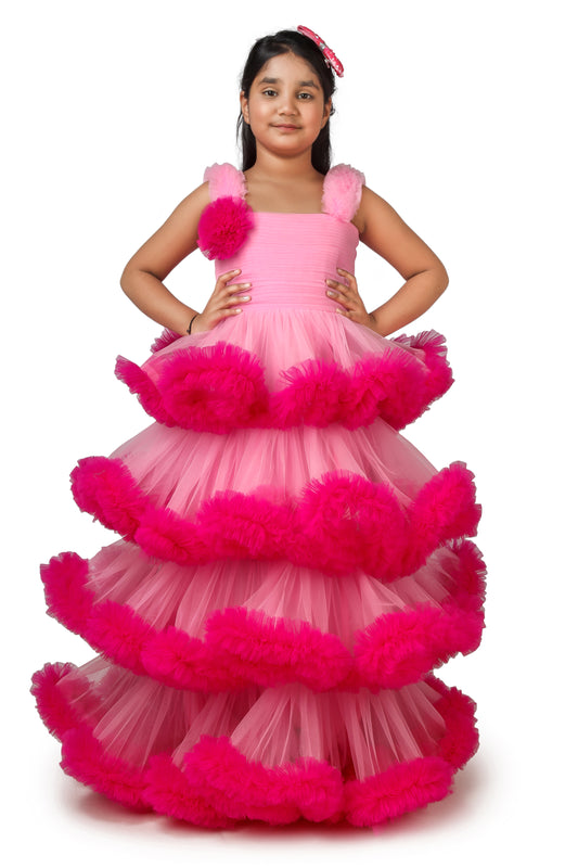 Girls Pink Gown length Party dress M230801