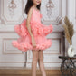 Girls Peach Knee length Party frock