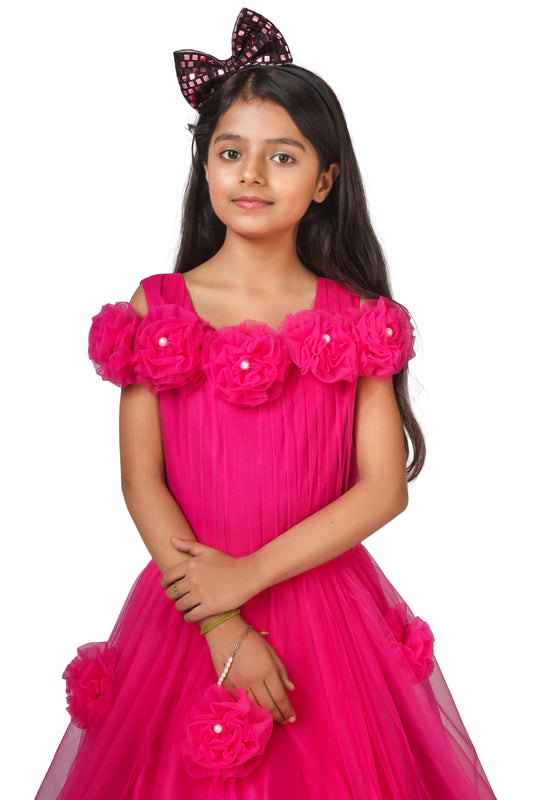 Girls Magenta Gown length Party dress M231201