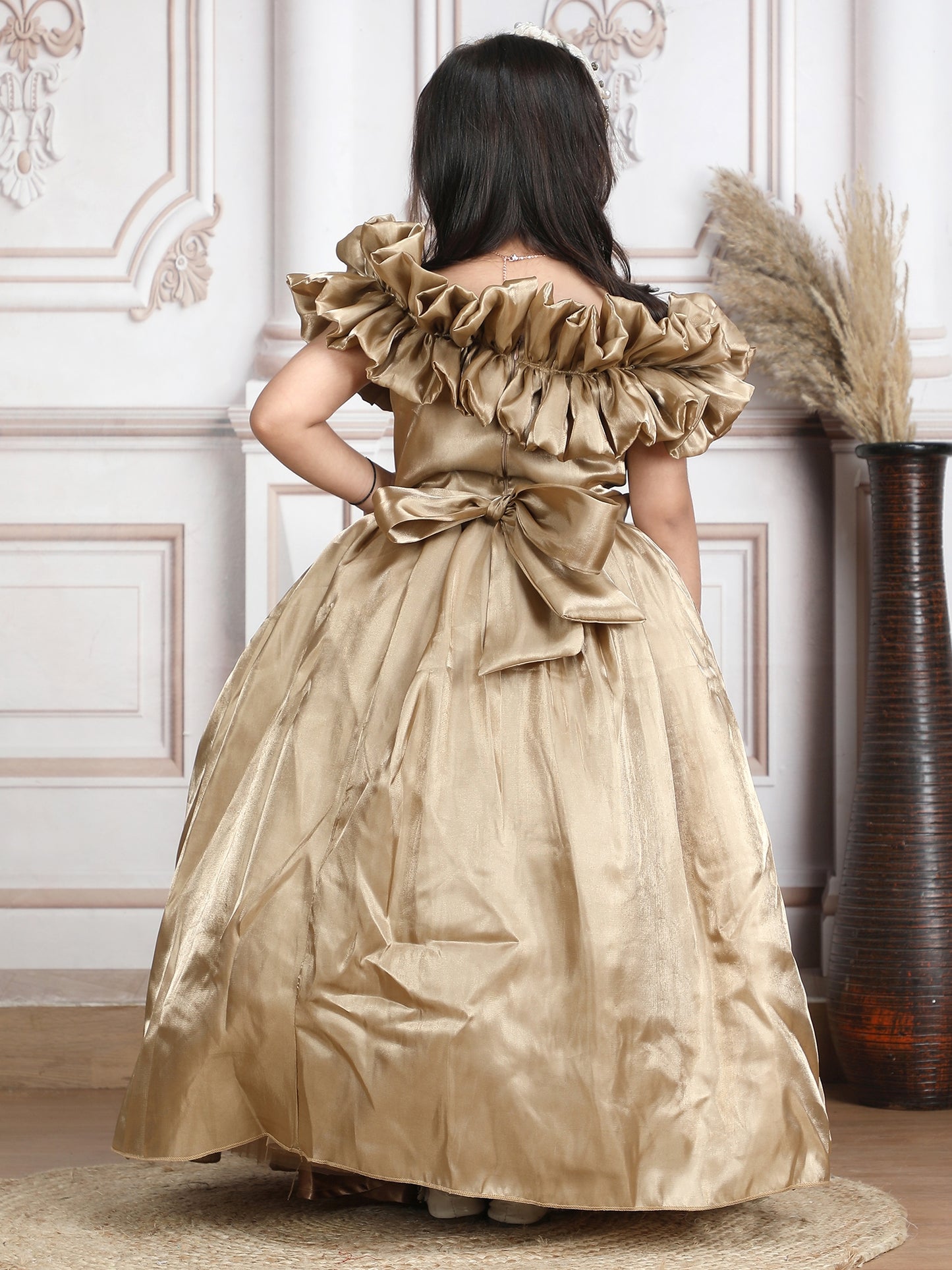 Girls gold gown length dress m250288