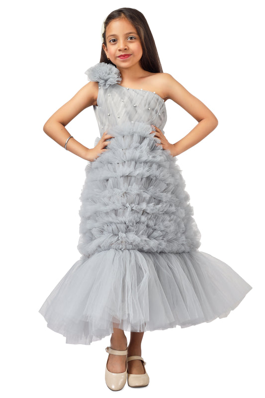 Girls Grey Gown length dress M232401