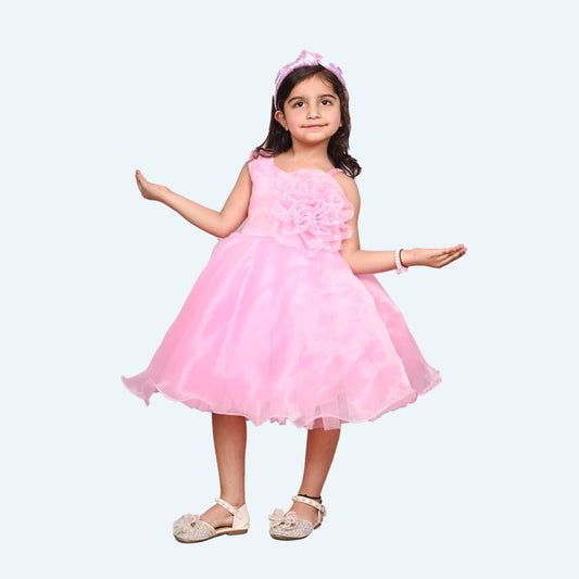 Girls pink casual frock m250049