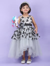 Girls Grey knee length Party frock m240021