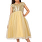 Girls golden knee length Party frock M234201