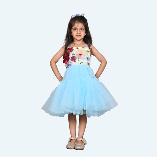 Girls blue casual frock m250038