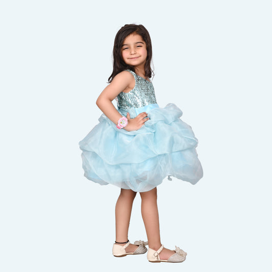 Girls blue casual frock m250044