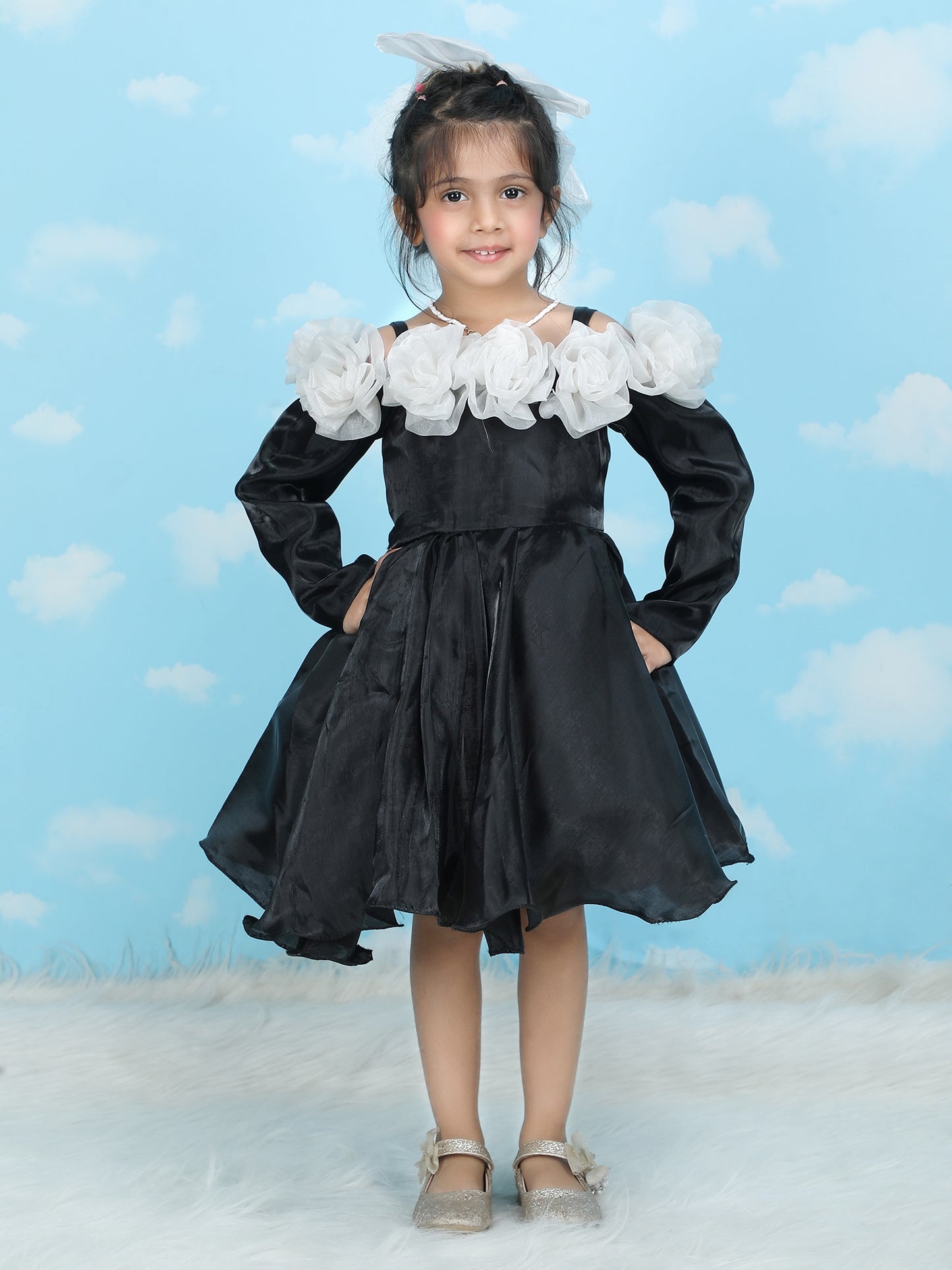Girls black Knee length Party frock