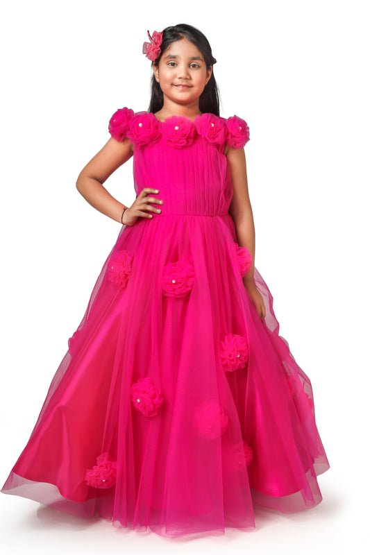 Girls Magenta Gown length Party dress M231201
