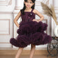 Girls wine Knee length Party frock
