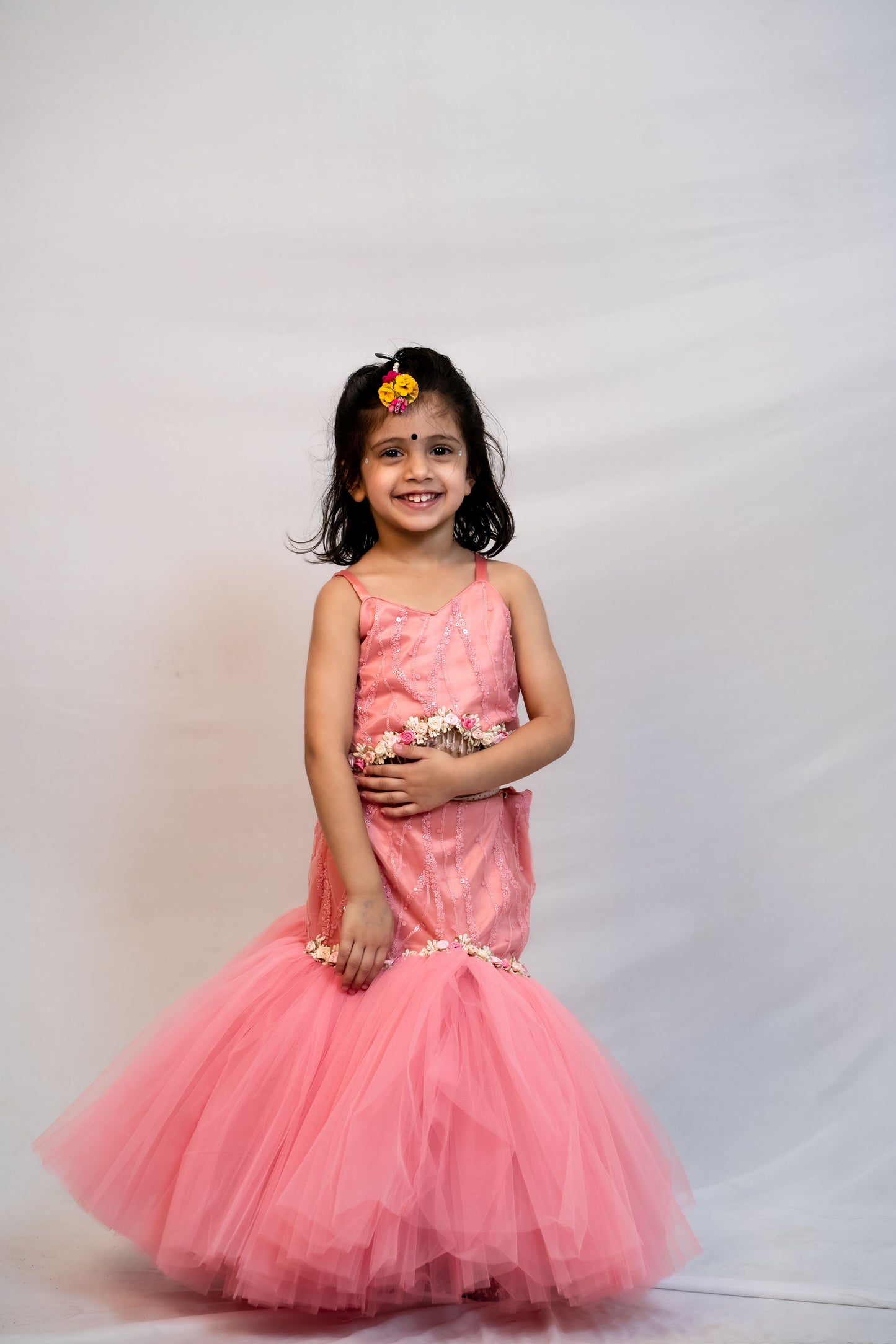 Peach Color Lehenga Choli Set For Girls