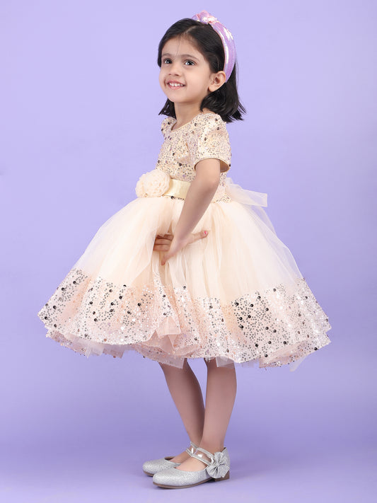 Girls Beige  Party frock M240028