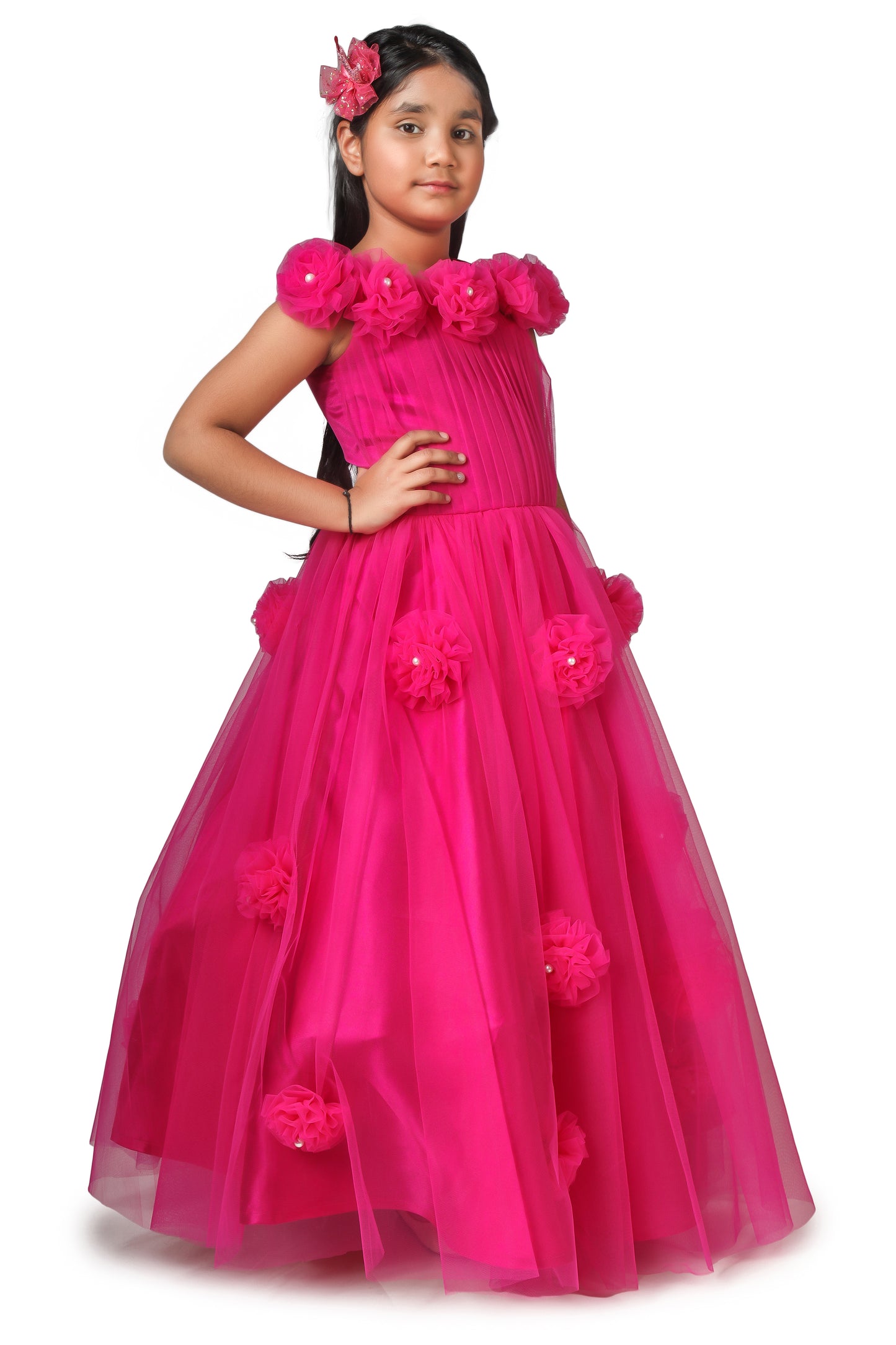 Girls Magenta Gown length Party dress M231201