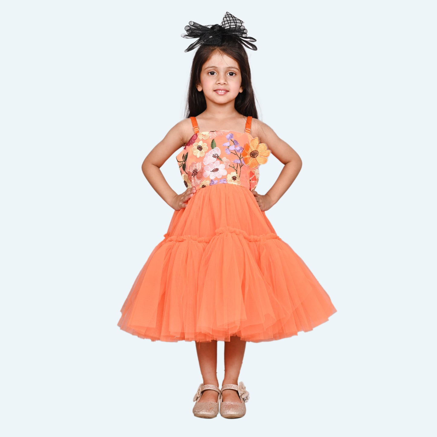 Girls orange casual frock m250039