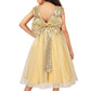 Girls golden knee length Party frock M234201