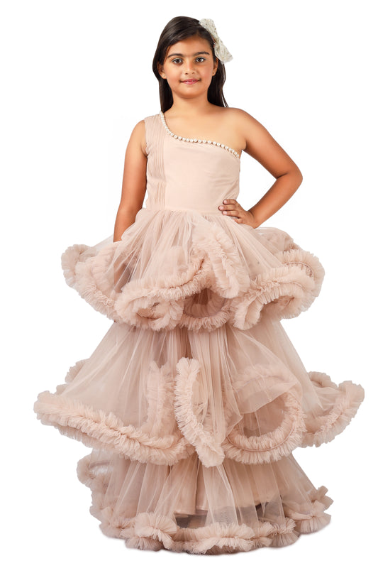 Girls Champagne Gown length Party dress M232201