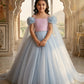 Pink Floral Embroidered Net Gown Length Party Dress for Girls