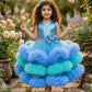 blue flared Birthday Party Frock for Girls m260298