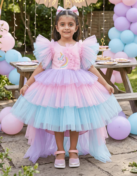 Pink Unicorn Birthday Party Frock for Girls m260296