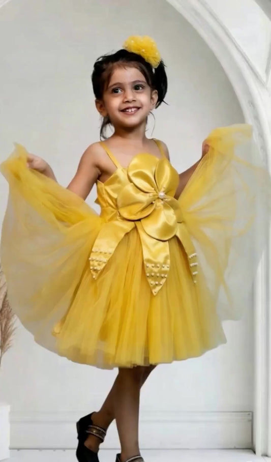 Girls gold casual frock m240055