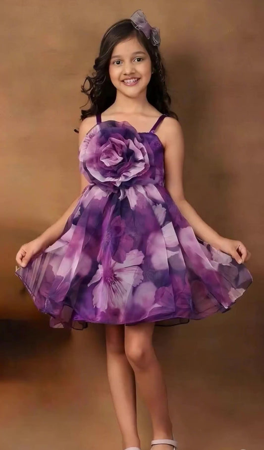 Girls purple casual frock m250127