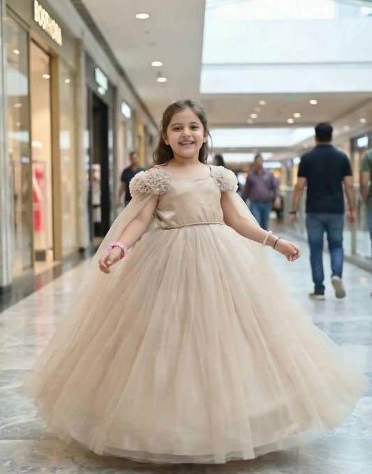Girls champagne gown length party dress m250065