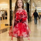 Girls Red knee length Casual frock m240062