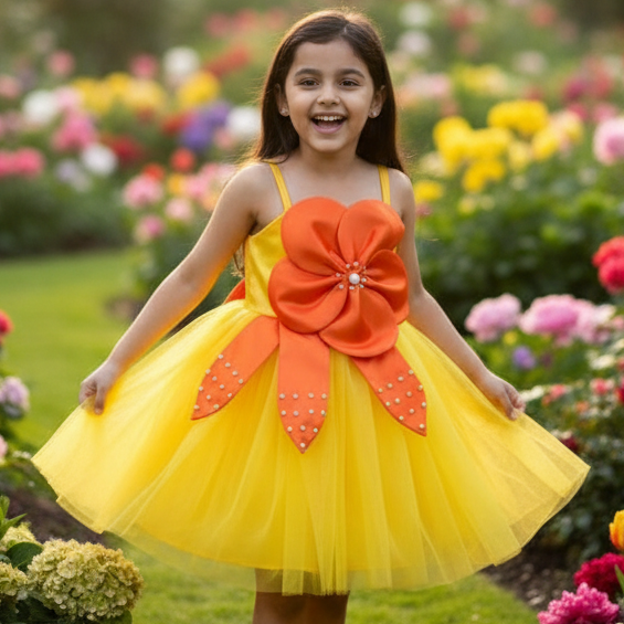 Girls trendy yellow dress m250060