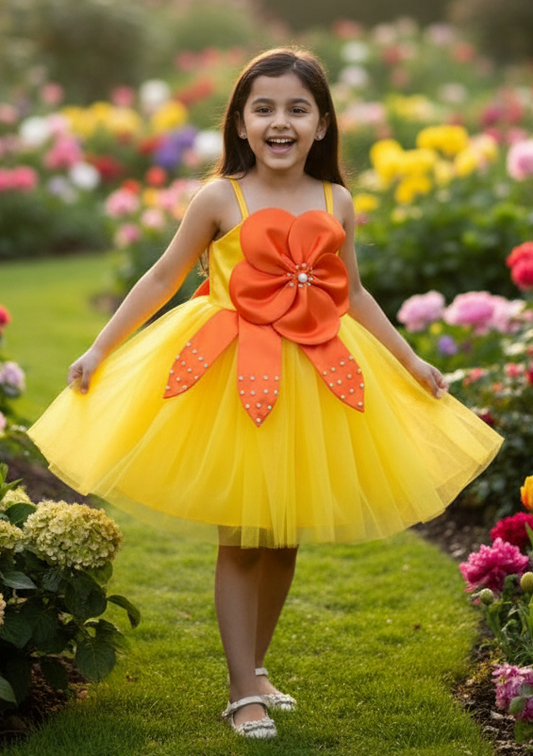 Girls trendy yellow dress m250060